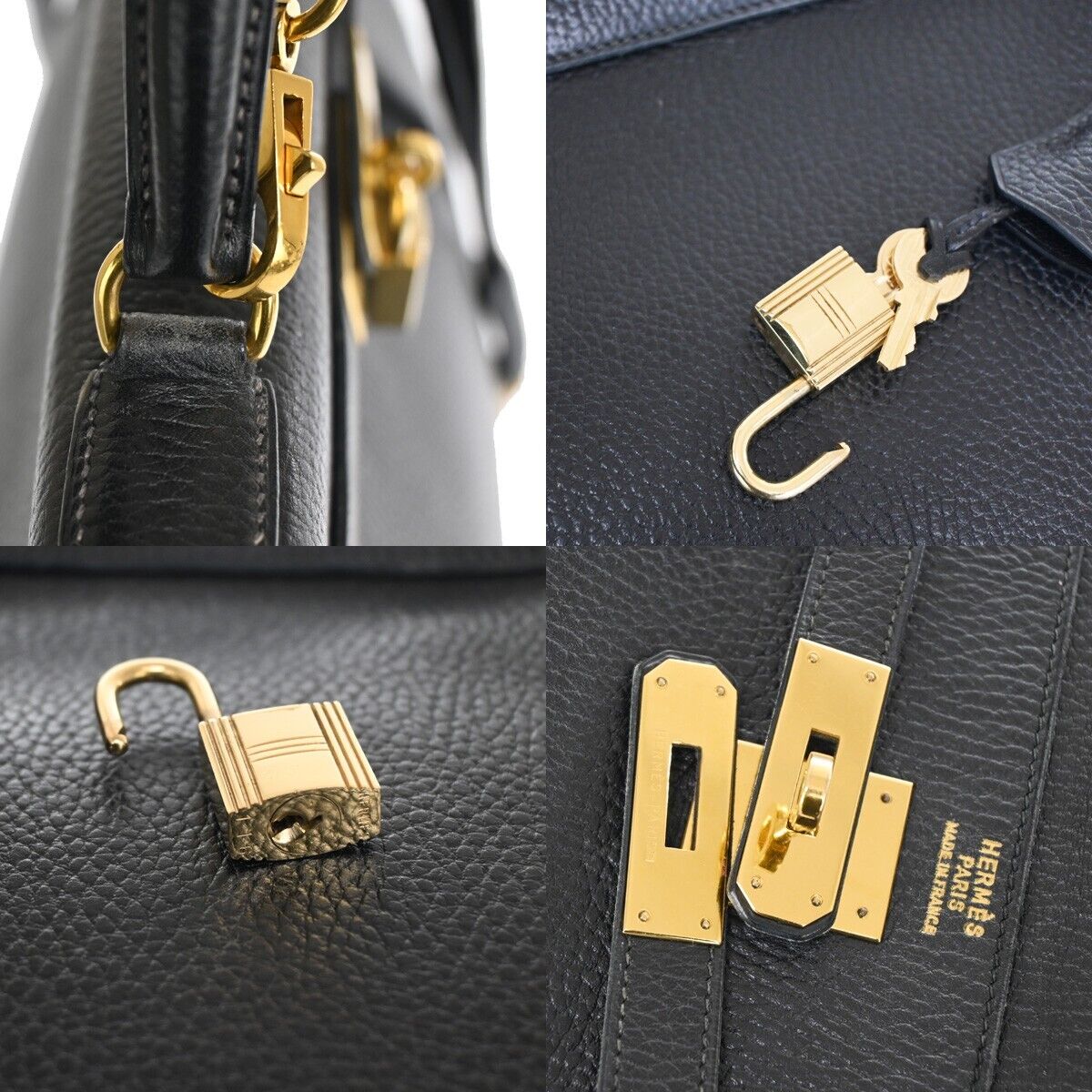HERMES KELLY 35 2WAY HAND BAG TAURILLON CLEMENCE ◯V CADENA BLACK GHW 110LC493