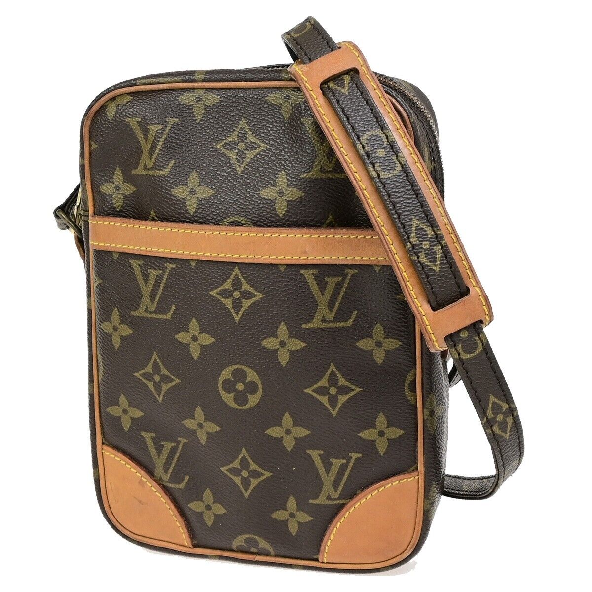 LOUIS VUITTON Danube Shoulder Bag Monogram Leather Brown France M45266 86FB310