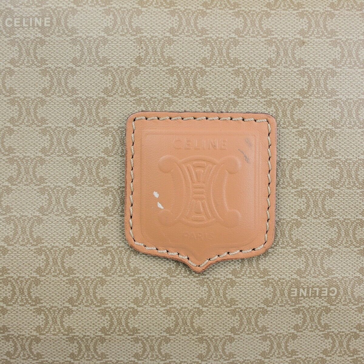 CELINE Macadam Pattern Travel Hand Bag PVC Leather Brown Gold Italy 67EC975