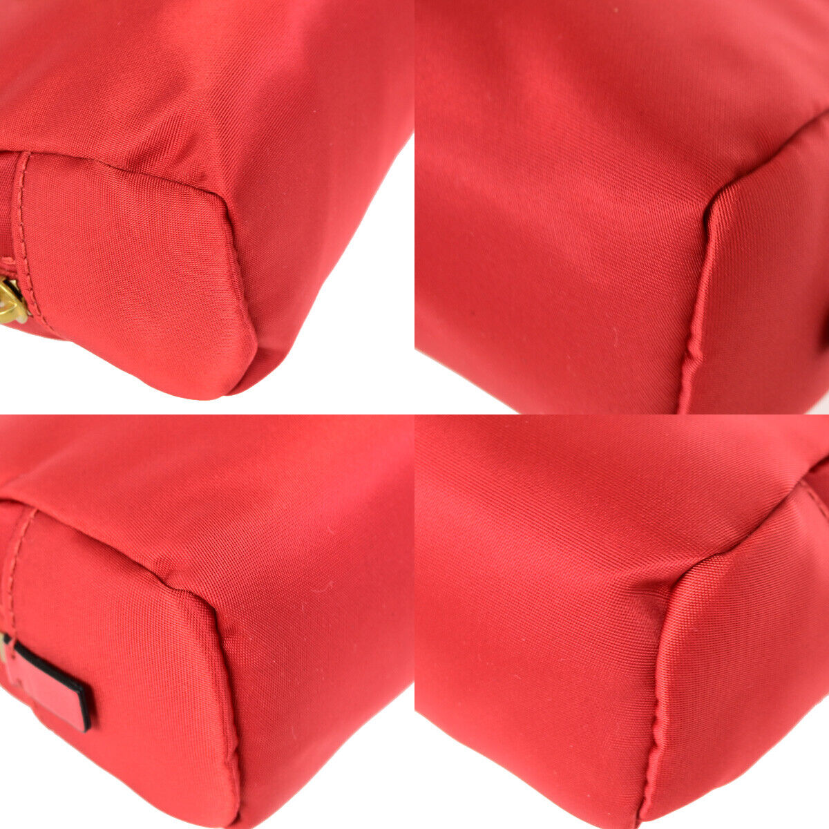VALENTINO GARAVANI Logo Cosmetic Pouch Nylon Leather Red GHW Italy 09YF133