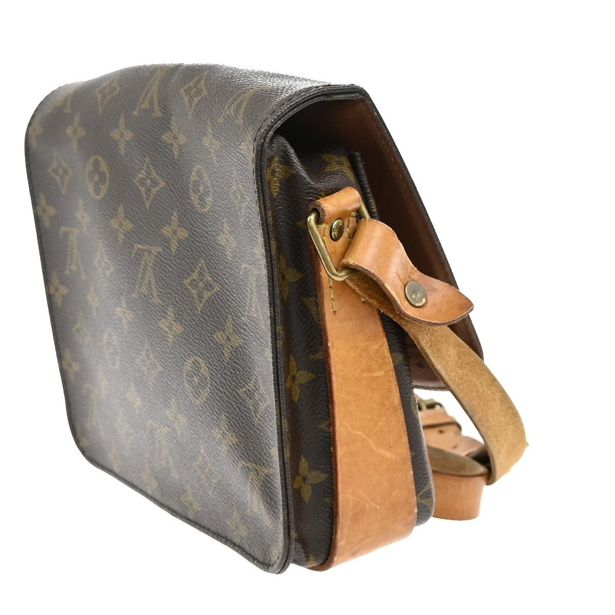LOUIS VUITTON Cartouchiere MM Shoulder Bag Monogram Leather Brown M51253 31EF856