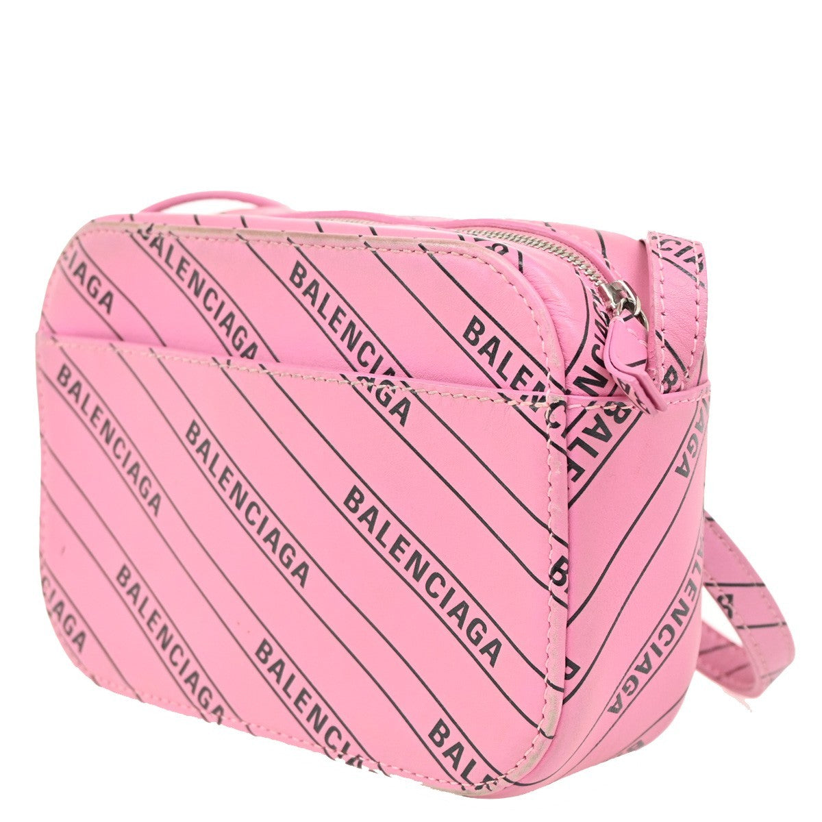 BALENCIAGA Logo Everyday Mini Shoulder Camera Bag Leather Pink Italy 32CA240
