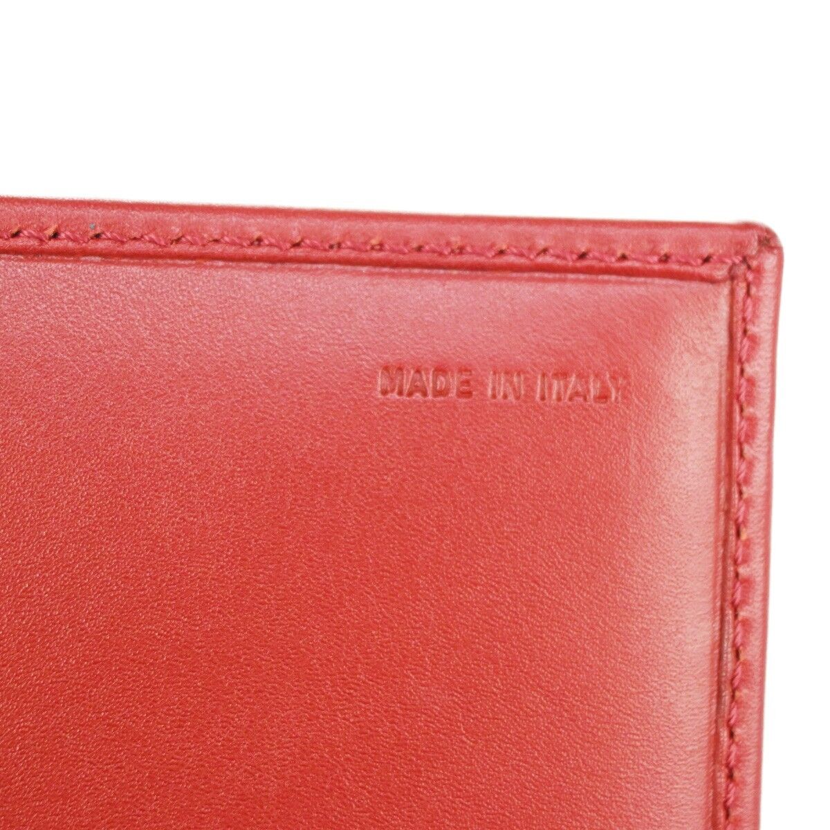 FENDI Logo Long Bifold Wallet Leather Red Gold Italy 64RH623