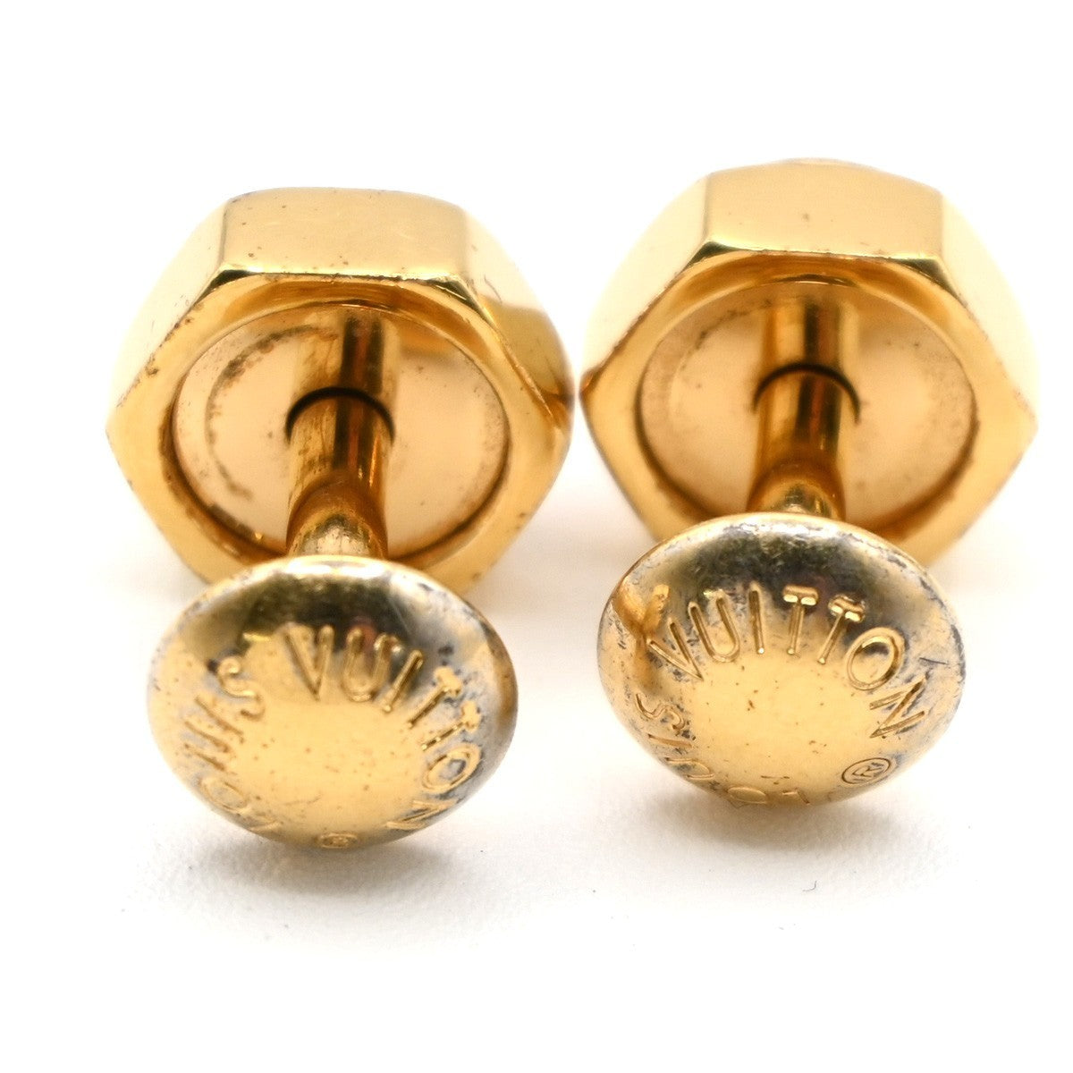 LOUIS VUITTON Cufflinks Bouton Set Case Damier Ebene Gold Italy M61030 61KC477