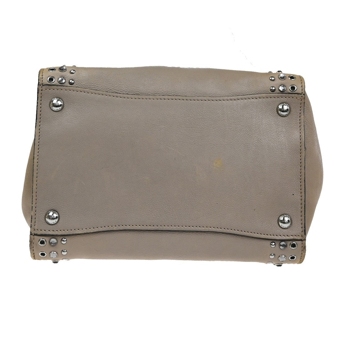 PRADA Studs 2Way Shoulder Hand Bag Leather Rhineston Beige GHW Spain 33TA590