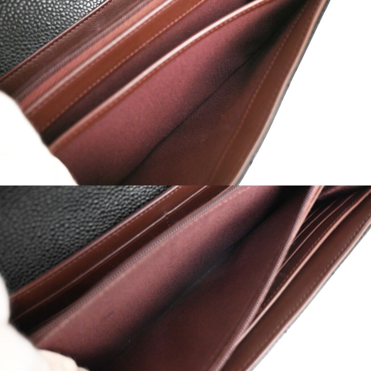 "CHANEL CC Matelasse Long Bifold Wallet Purse Caviar Leather Black SHW 41RJ205