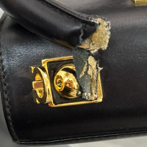 SALVATORE FERRAGAMO Gancini Mini Hand Bag Leather Black 65TA484
