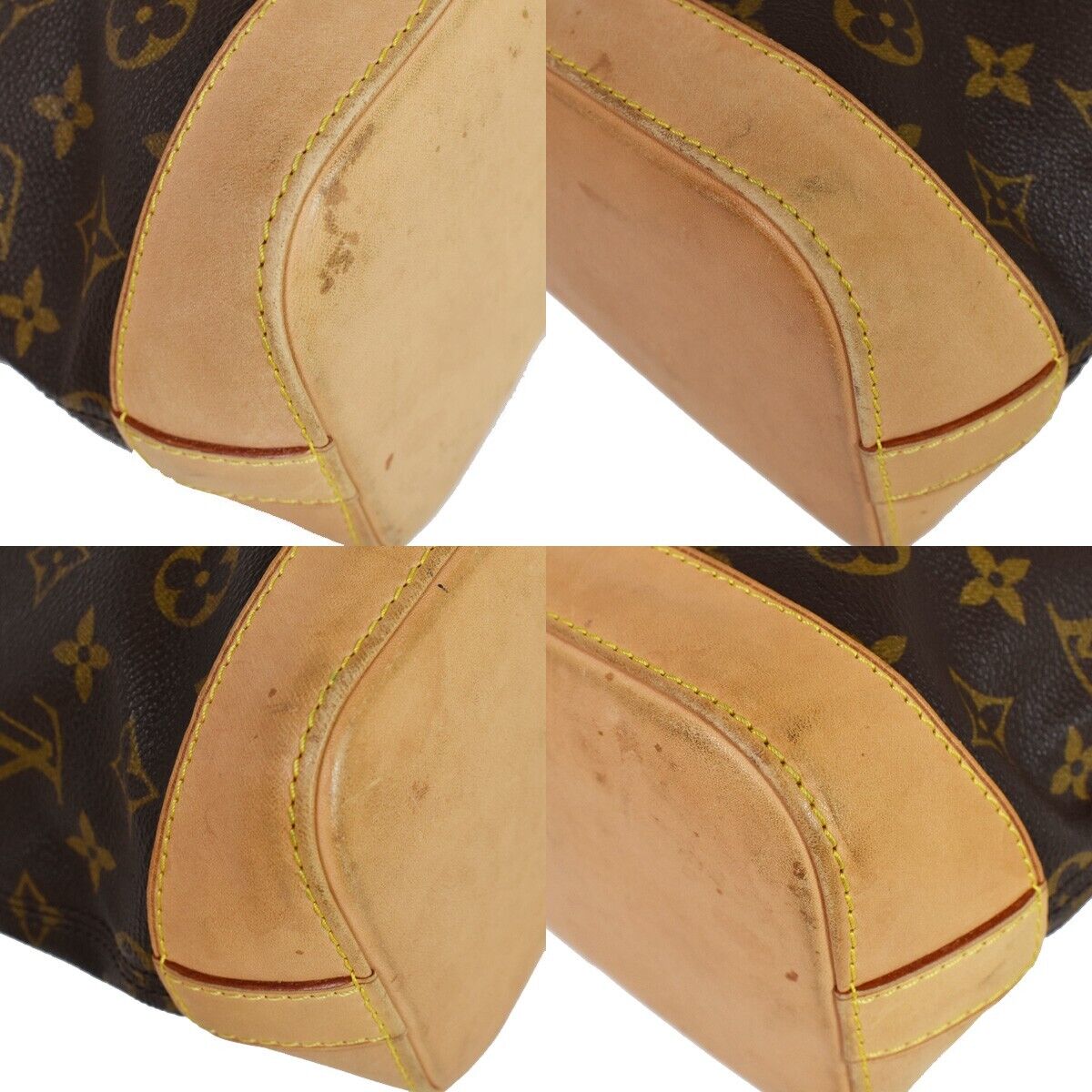 LOUIS VUITTON Logo Lockit Hand Bag Monogram Leather Brown France M40102 97HB005
