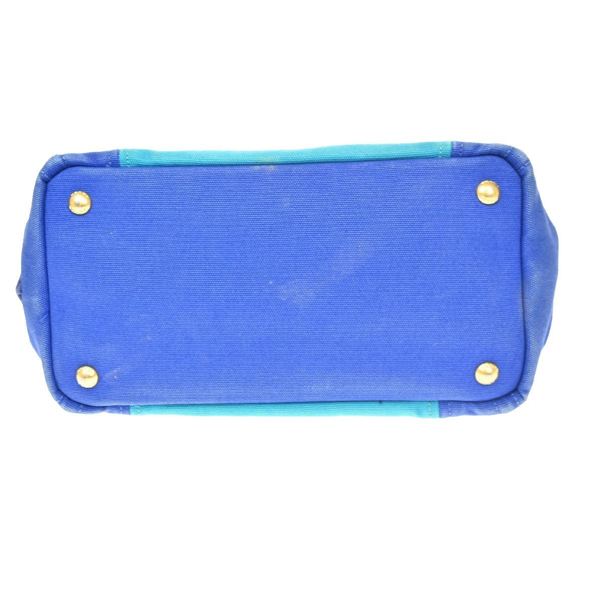 PRADA Logo CANAPA Mini Hand Bag Canvas Leather Blue GN GHW 61CB055