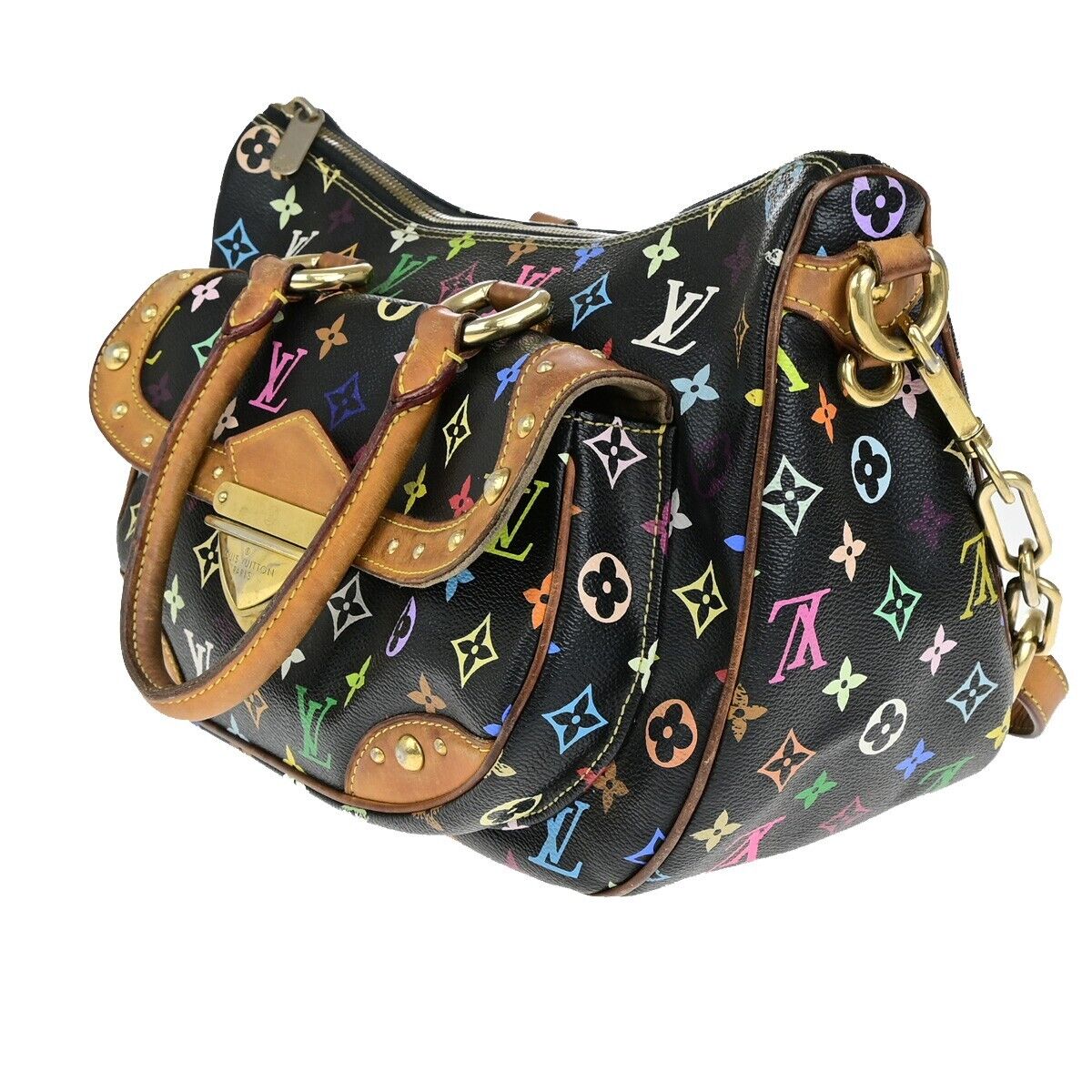 LOUIS VUITTON Rita Chain Hand Bag Monogram Multi Leather Black M40126 90ED327