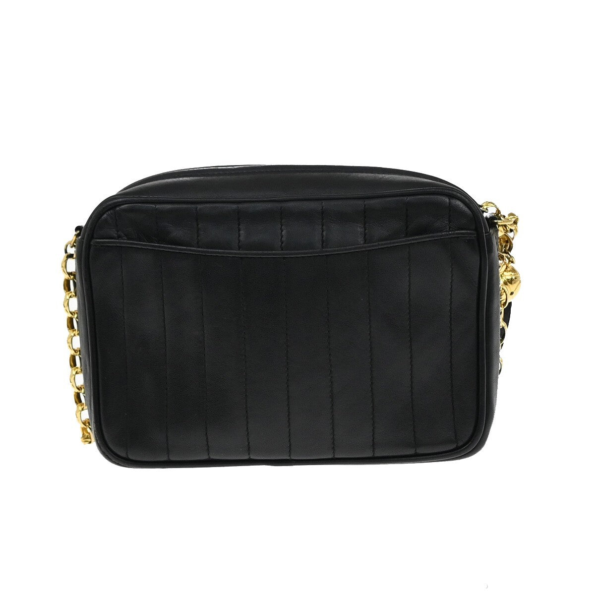CHANEL Mini Matelasse Tassel Chain Shoulder Bag Leather Black Vintage 629RF270
