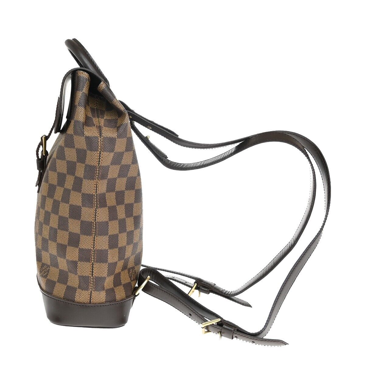 LOUIS VUITTON Logo Soho Backpack Bag Damier Ebene Leather Brown N51132 50SH733