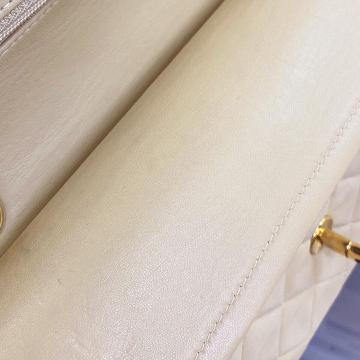 CHANEL CC Matelasse 23 Double Flap Chain Shoulder Bag Leather Beige GHW 708RJ451