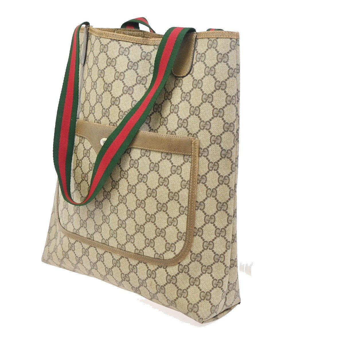 GUCCI Logo Sherry GG Pattern Shoulder Bag PVC Leather Brown Italy 67ZA325