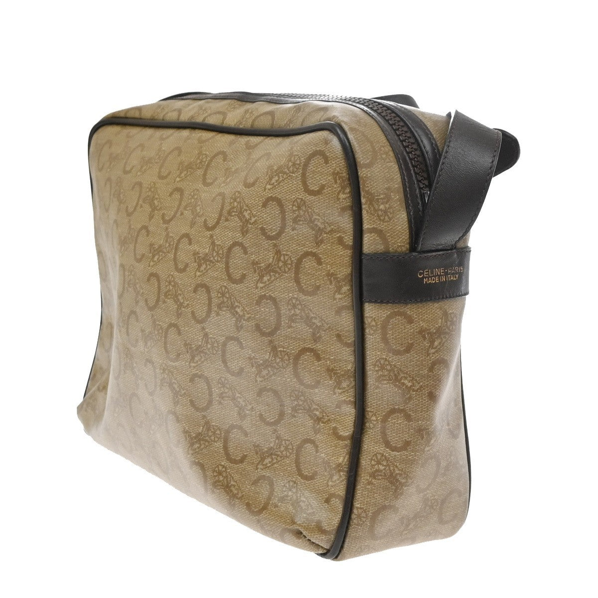 CELINE C Macadam Horse Carriage Shoulder Bag PVC Leather GHW Brown Italy 30KD149