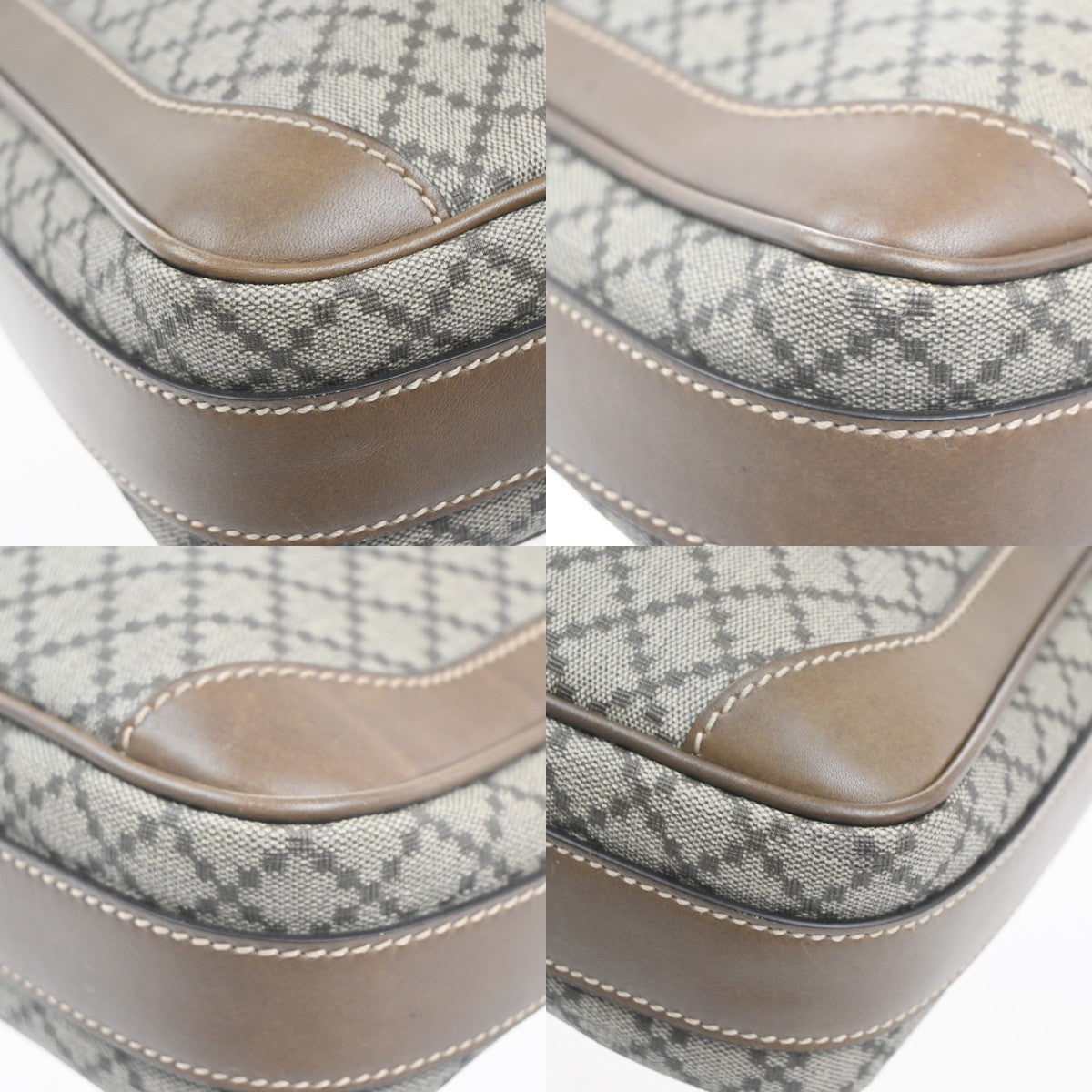 GUCCI Logo Diamante Crossbody Shoulder Bag PVC Leather Brown SHW 268159 82KP519