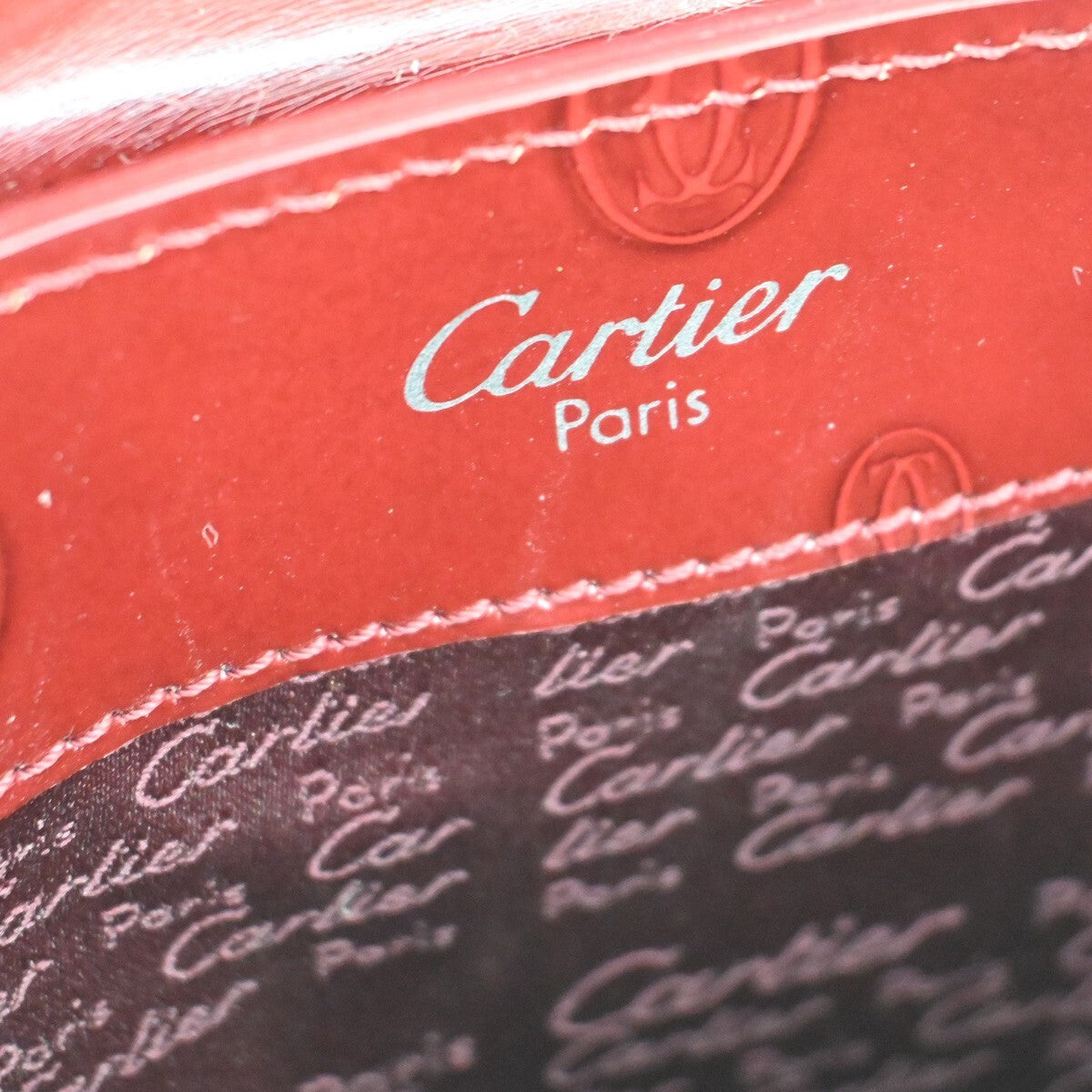 CARTIER Logo Birthday Hand Bag Patent Leather Red France 30EF198