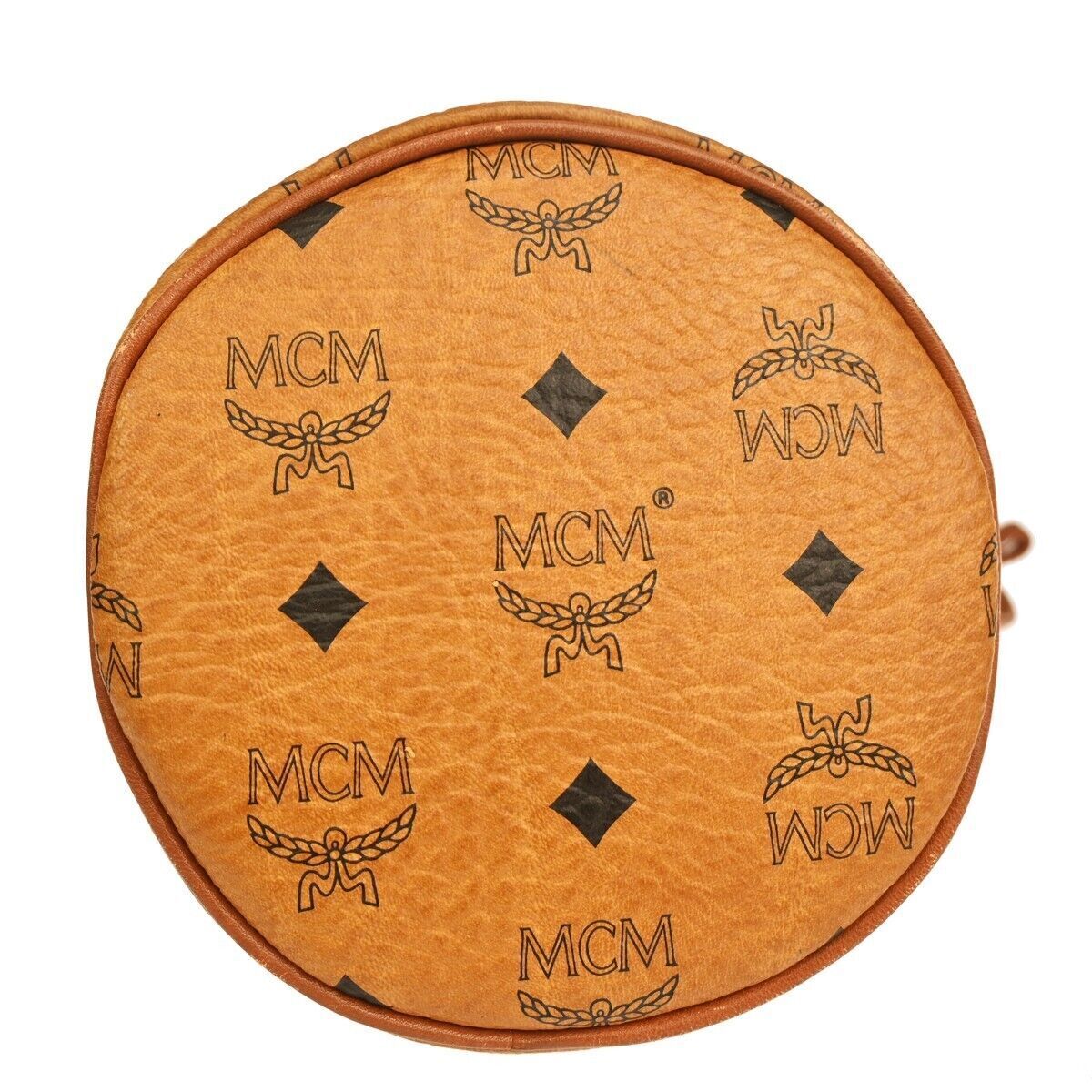 MCM Drawstring Shoulder Bag Leather Brown Gold Plated Made In Germany 68GA036