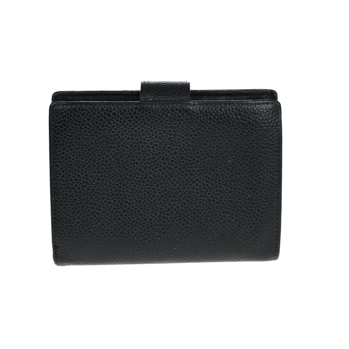 CHANEL CC Logo Compact Wallet Grained Calfskin Leather Black GHW France 87RK702