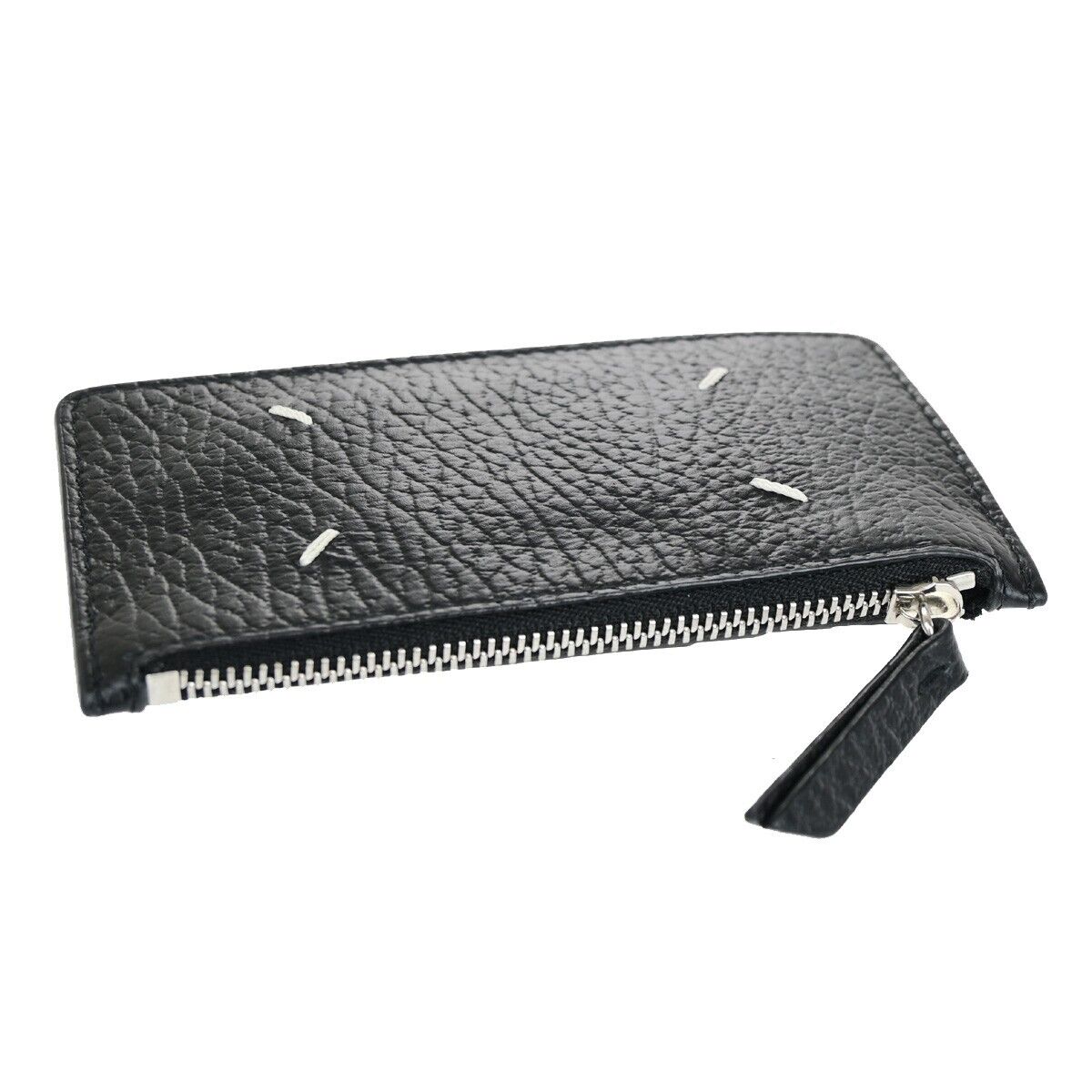 MAISON MARGIELA Logo Card Case Coin Compact Wallet Leather Black SHW 37SJ176