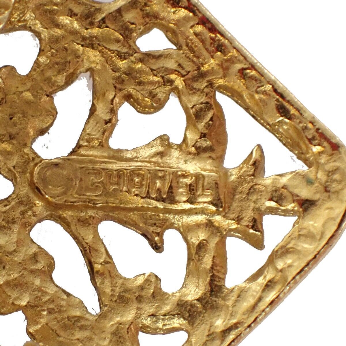 CHANEL CC Logo Diamond Shaped Button Earrings Clip-On Gold Accessory 89RJ702
