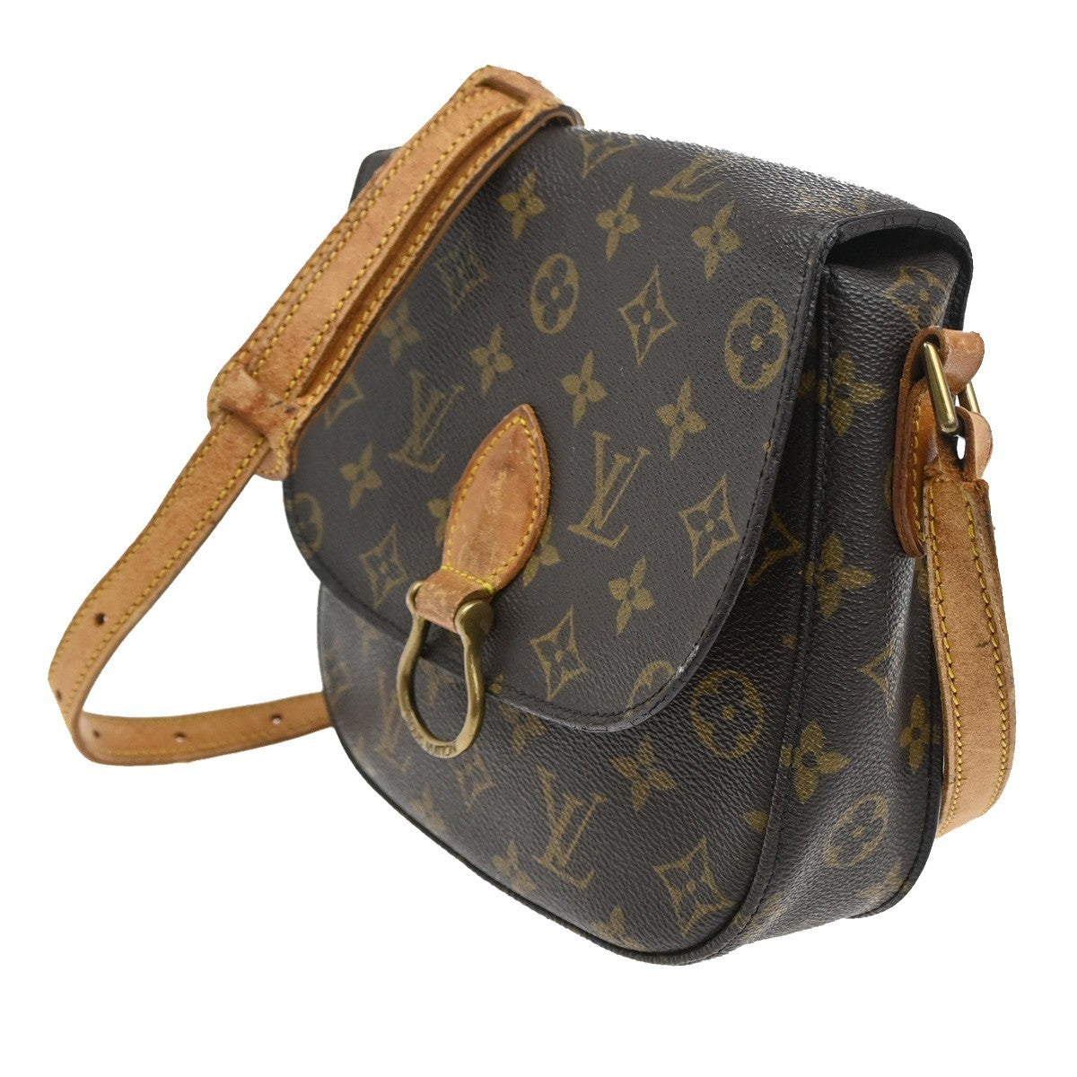 LOUIS VUITTON Saint Cloud MM Shoulder Bag Monogram Leather Brown M51243 36TA324