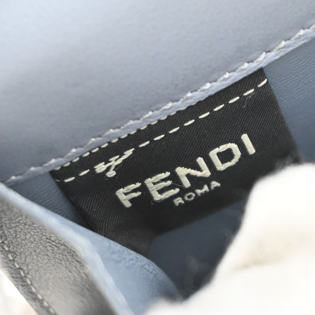 FENDI Logo Peekaboo Long Bifold Wallet Leather Blue SHW Italy 30RP099