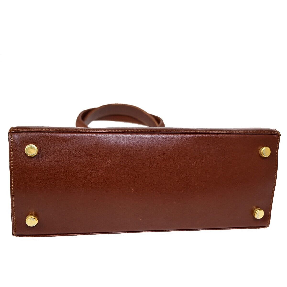 SALVATORE FERRAGAMO Vara Hand Bag Canvas Leather Brown Gold-plated Italy 61HB933