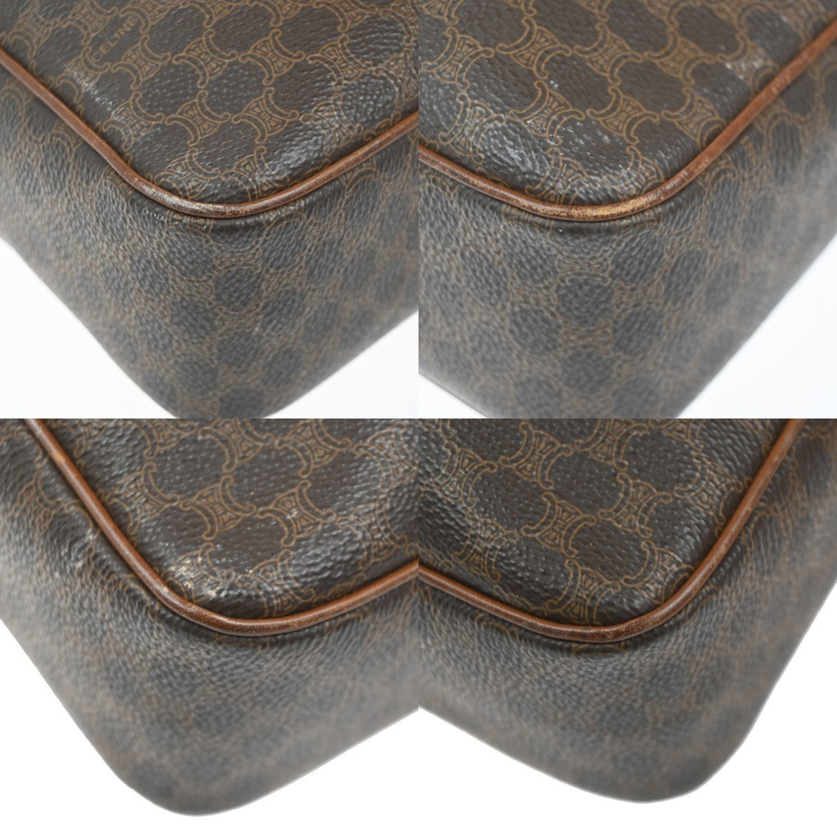 CELINE Logo Macadam Pattern Shoulder Bag PVC Leather Brown Italy GHW 31MA302