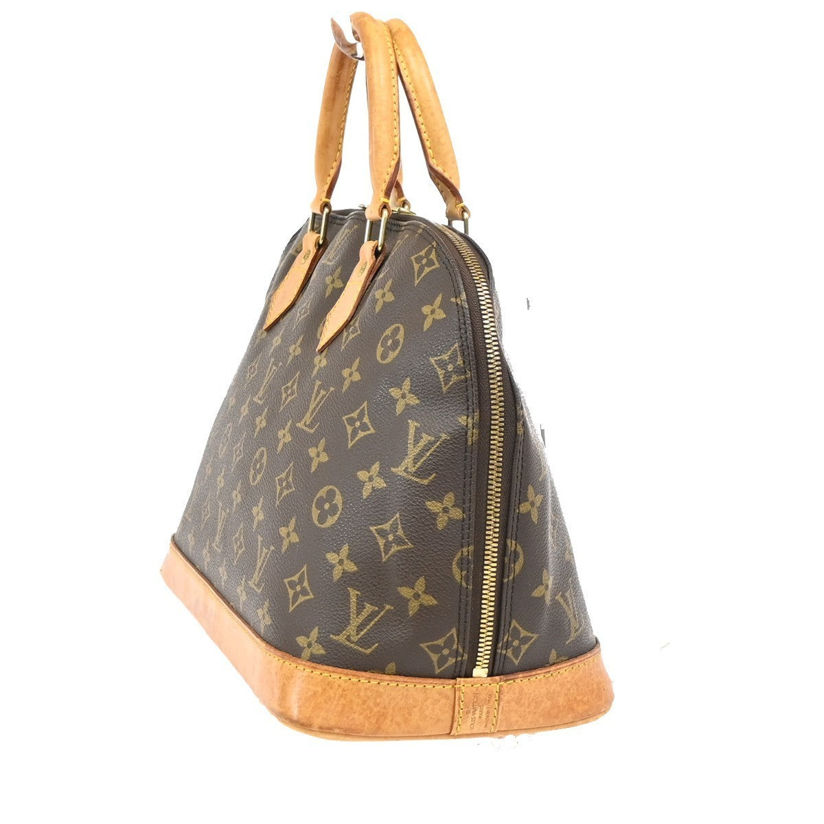 LOUIS VUITTON LV Logo Alma Hand Bag Monogram Leather Brown France M51130 85PA106