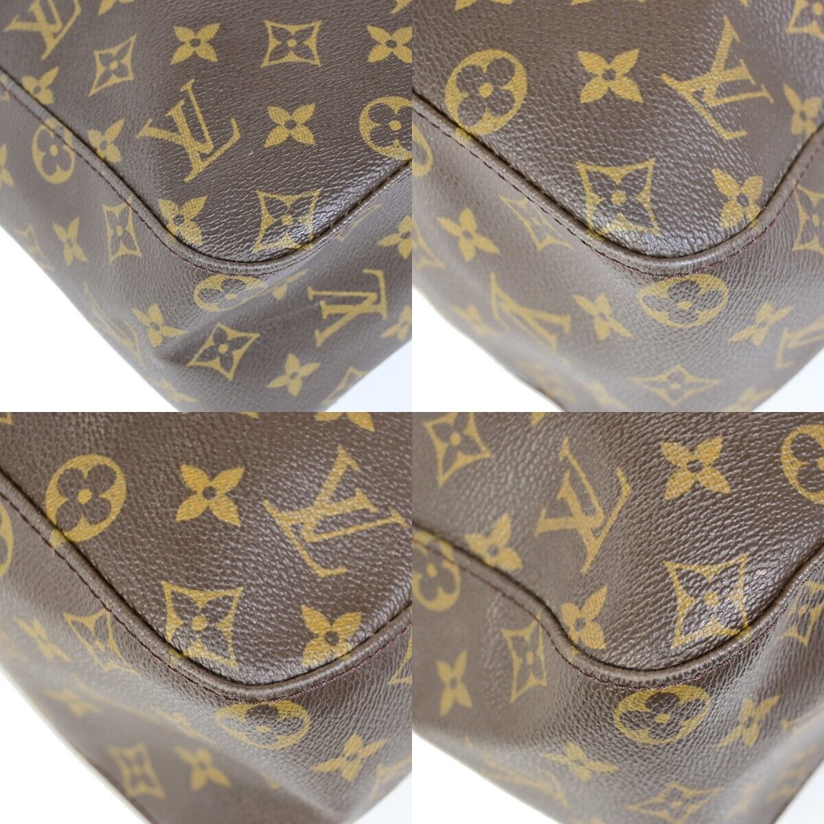 LOUIS VUITTON Logo Looping GM Shoulder Bag Monogram Leather Brown M51145 18FA754