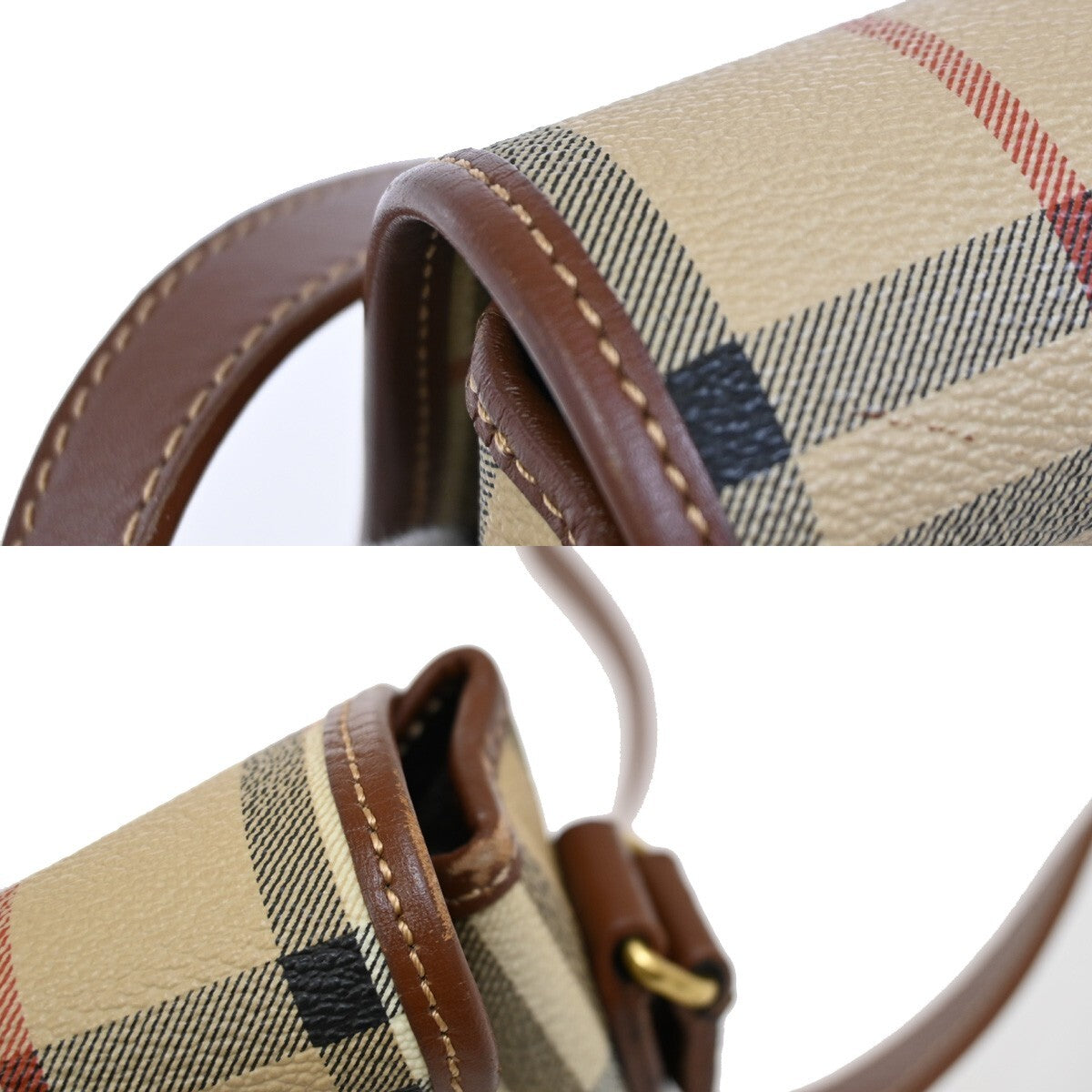 BURBERRY Logo Nova Check Crossbody Shoulder Bag PVC Leather Beige Brown 31FB800