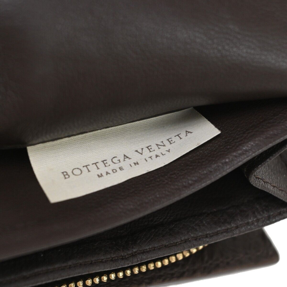BOTTEGA VENETA Logo Intrecciato Long Bifold Wallet Leather Brown Italy 36EA551
