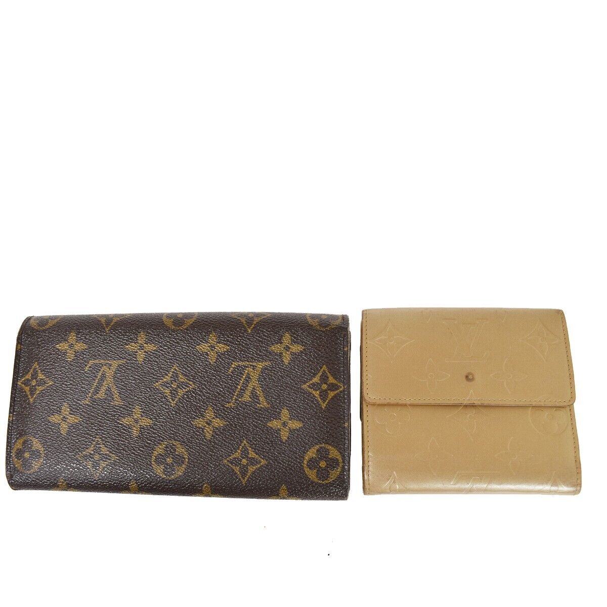 LOUIS VUITTON 2 Set Bifold Trifold Long Wallet Monogram Mat Leather BN 66YD247