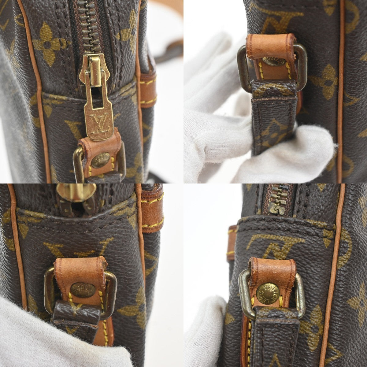 LOUIS VUITTON Danube Shoulder Bag Monogram Leather Brown France M45266 31KP586