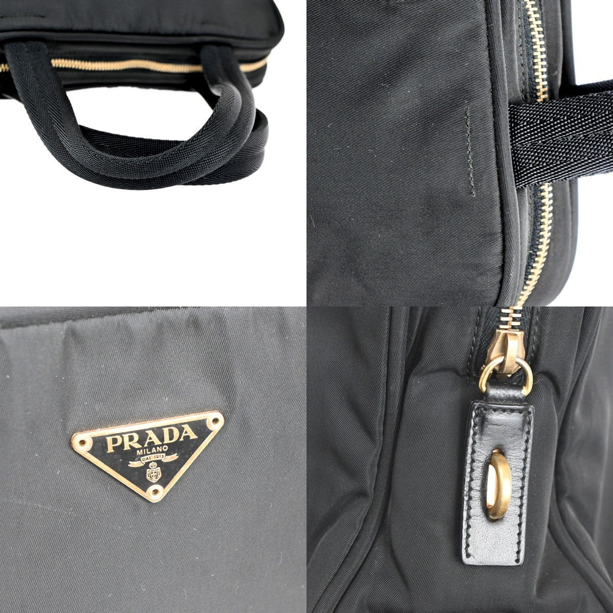 PRADA Logo Tessuto Shoulder Hand Bag Nylon Leather Black GHW 81TA424