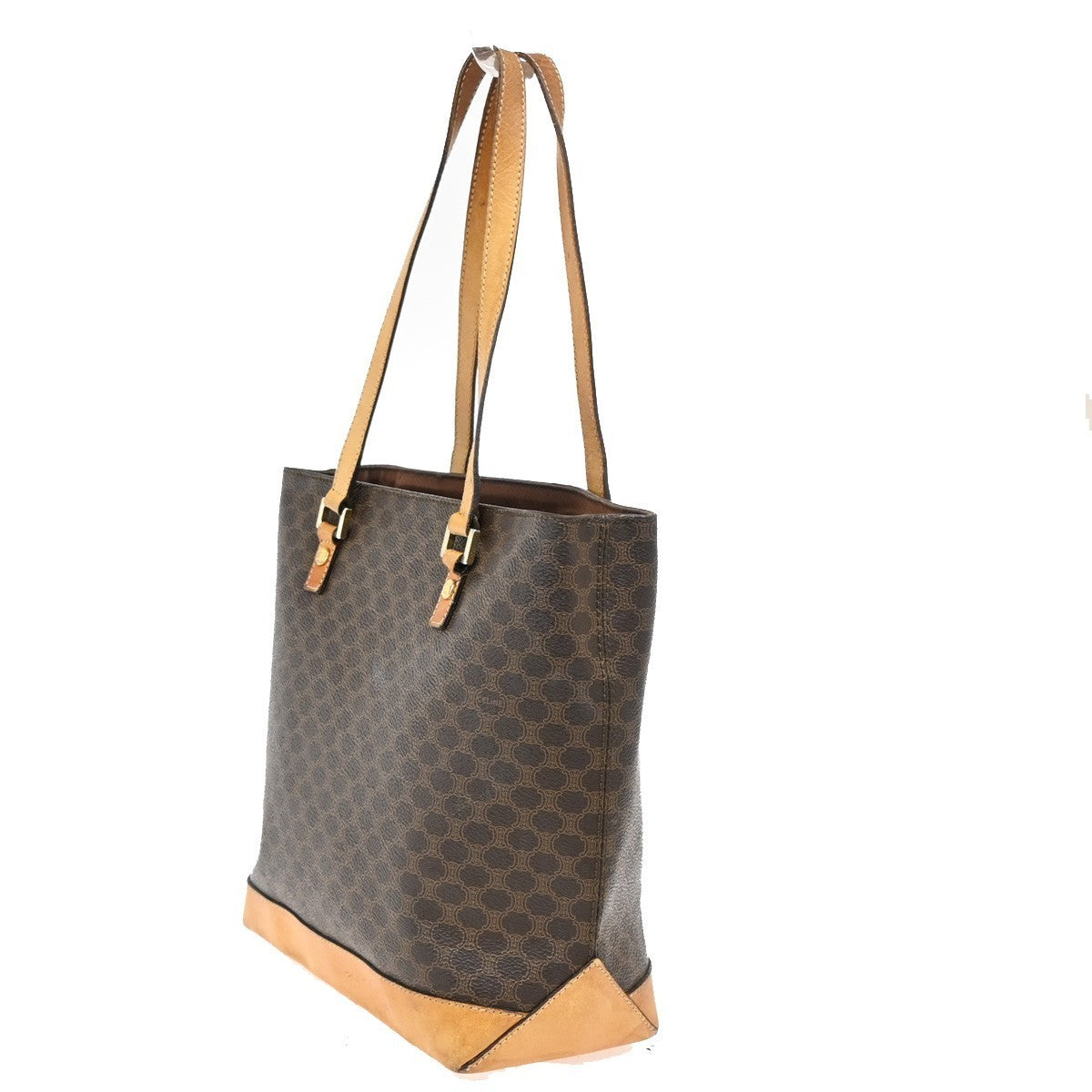 CELINE Logo Macadam Pattern Shoulder Tote Bag PVC Leather Brown Italy 04KP161