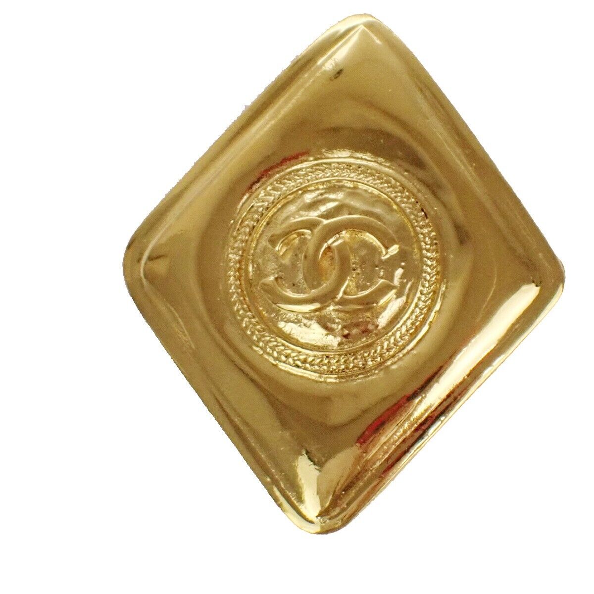 CHANEL CC Logo Rhombus Pin Brooch GHW France Accessory Vintage 38RJ486