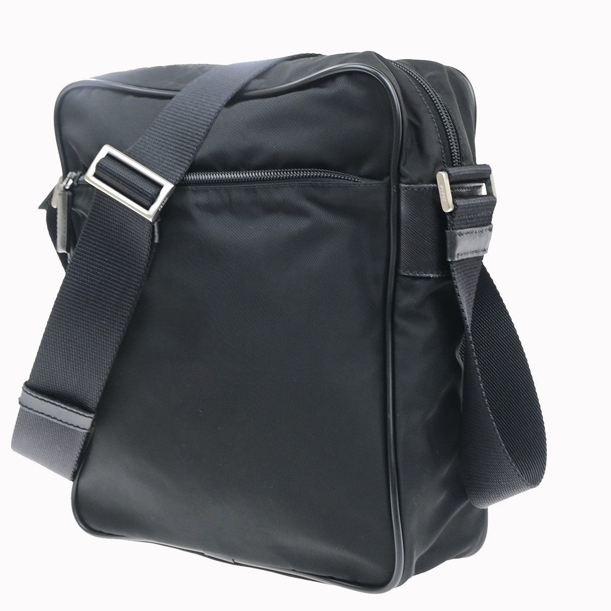 PRADA Tessuto Messenger Shoulder Bag Nylon Canvas Leather BK SHW Italy 30MA717