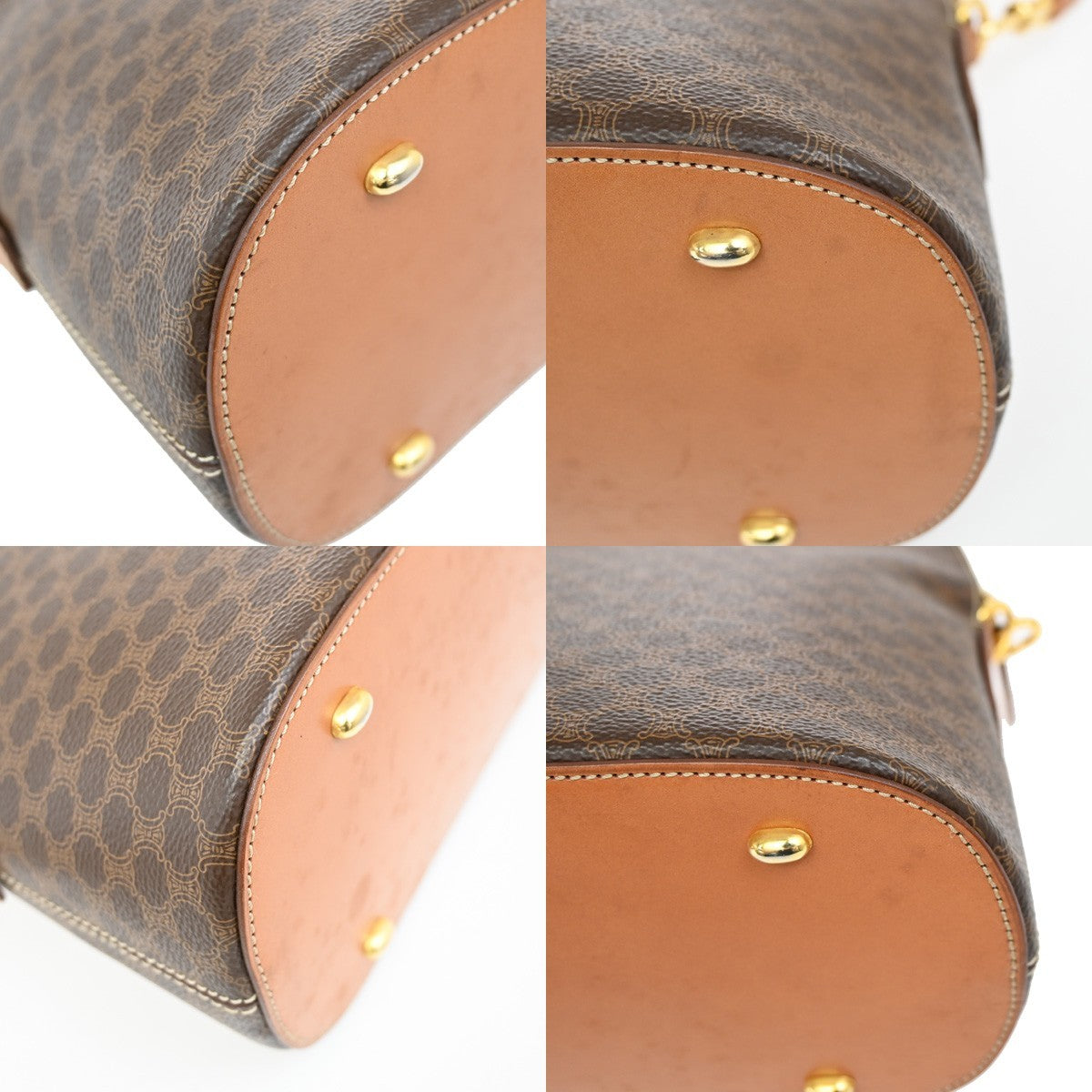 CELINE Macadam Pattern 2Way Shoulder Bag PVC Leather Brown Italy GHW 31TA030