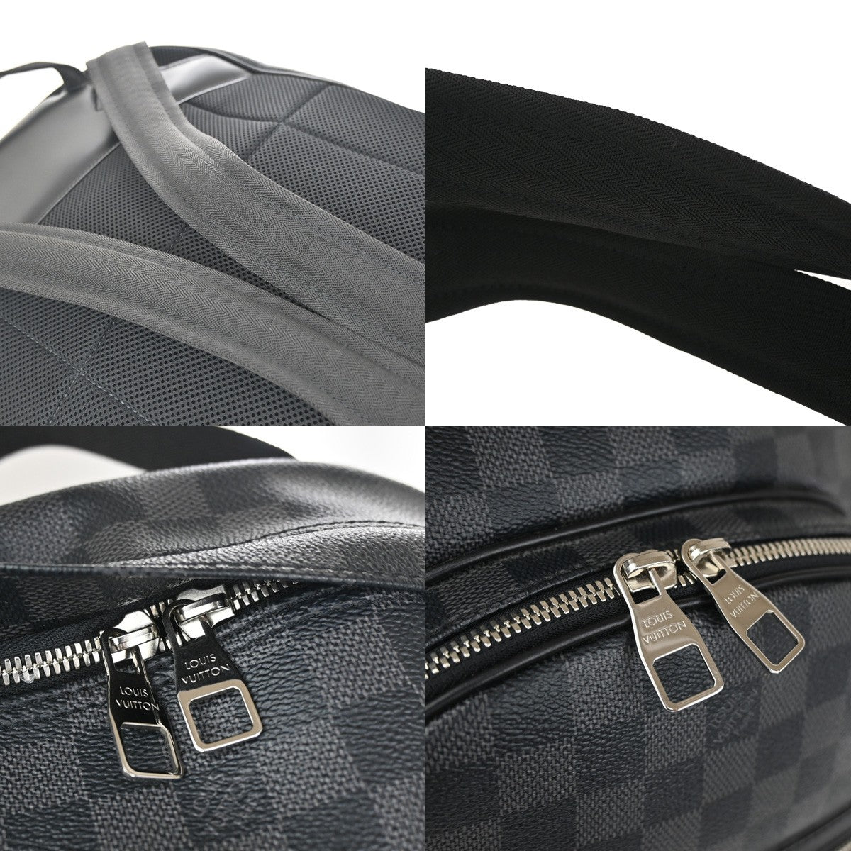 LOUIS VUITTON Michael Backpack Bag Damier Graphite Leather Black N58024 629RL413