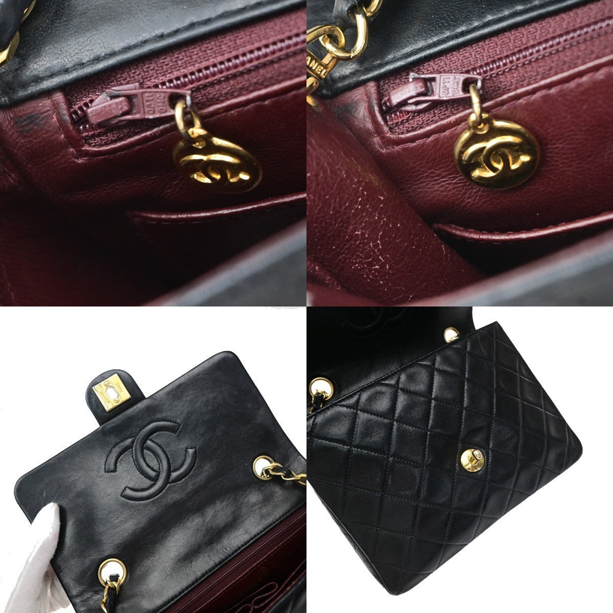 CHANEL CC Mini Matelasse Chain Shoulder Bag Leather Black GHW Vintage 830RP190