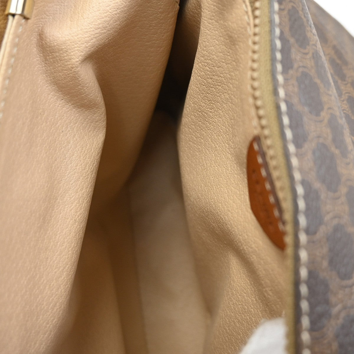 CELINE Logo Macadam Pattern Shoulder Bag PVC Leather Brown GHW Italy 32KC723