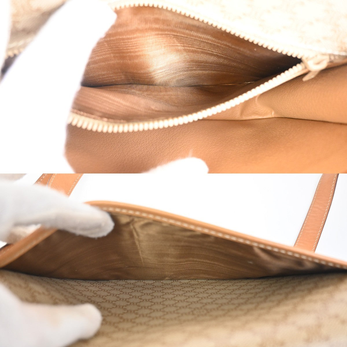 CELINE Logo Macadam Pattern Shoulder Bag PVC Leather Beige Italy 83MA283