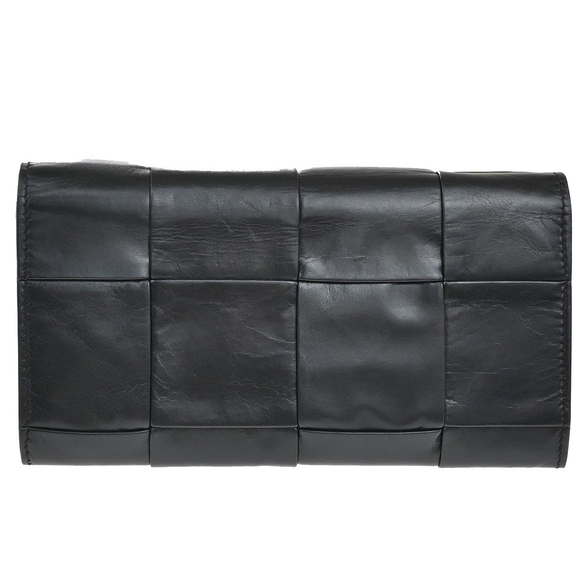 BOTTEGA VENETA Cassette Intrecciato Bifold Long Wallet Leather Black 83RF856