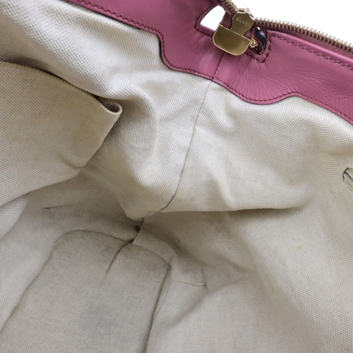 GUCCI Logo GG Pattern Shoulder Bag Canvas Leather Pink Brown GHW 32ED950