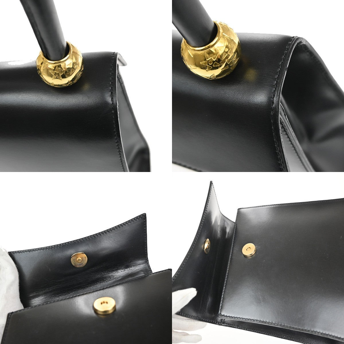 CELINE Logo Star Ball Top Handle Shoulder Hand Bag Leather BK GHW Italy 87YJ093
