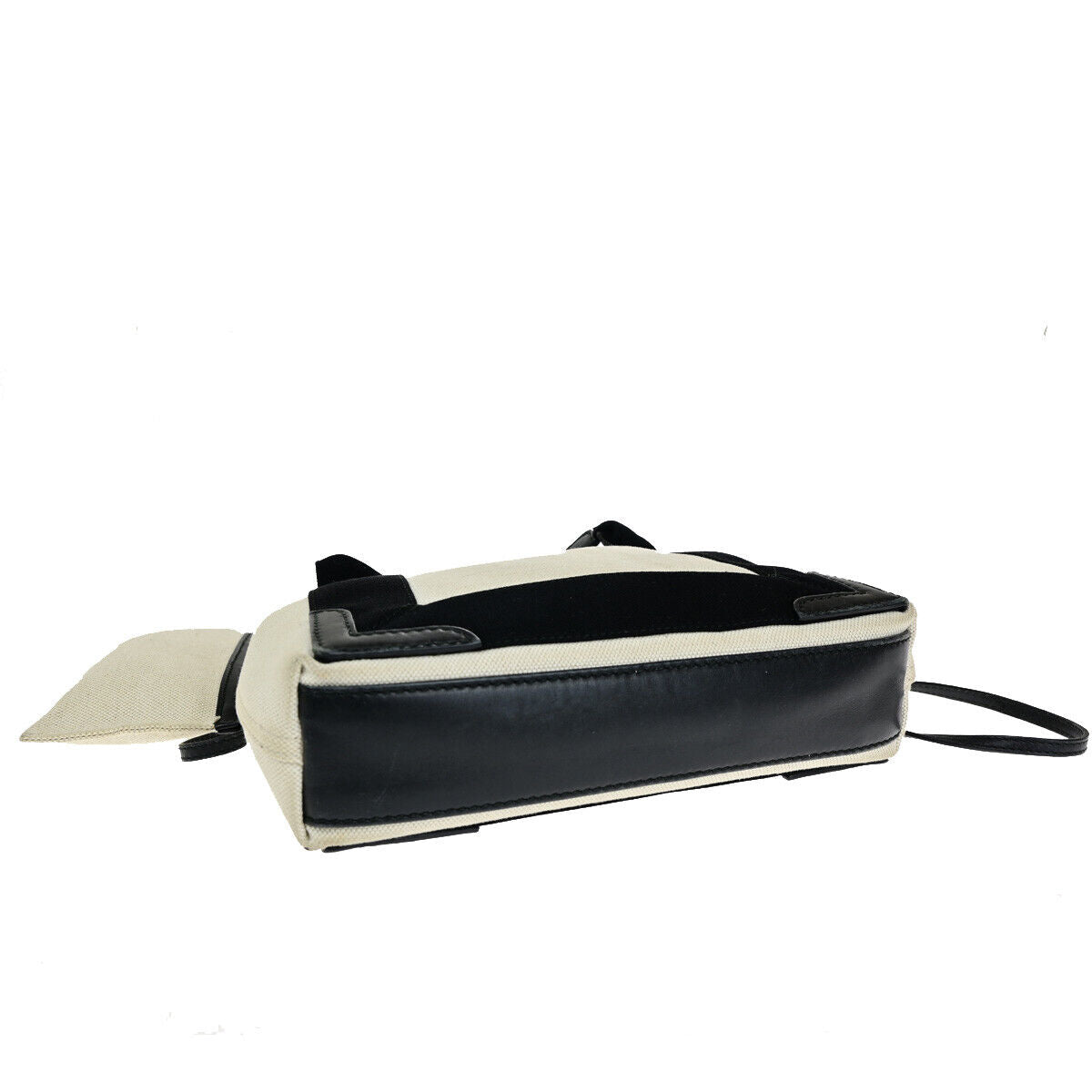 BALENCIAGA Navy Cabas XS 2Way Shoulder Hand Bag Canvas Leather Ivory BK 69YE661