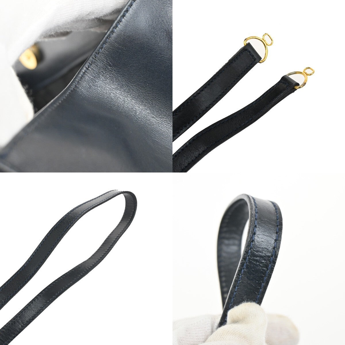 SALVATORE FERRAGAMO Logo Vara 2Way Shoulder Hand Bag Canvas Leather Blue 36FB807
