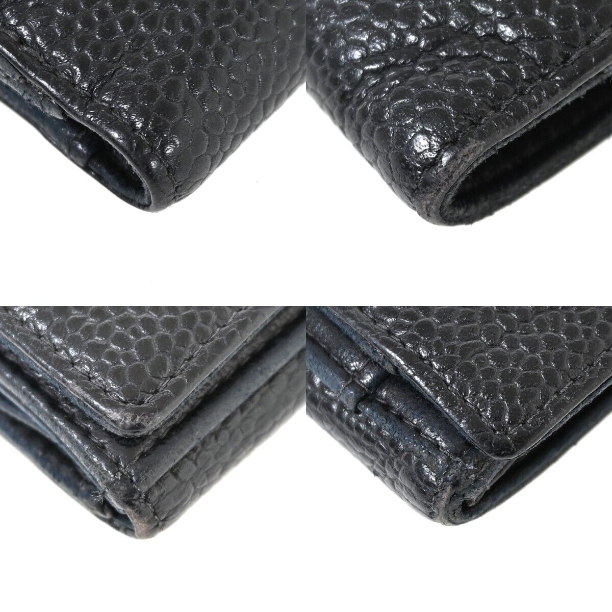 CHANEL CC Logo Bifold Wallet Purse Caviar Skin Leather Black GHW France 61HB366